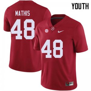 NCAA Youth Alabama Crimson Tide #48 Phidarian Mathis Stitched College 2018 Nike Authentic Red Football Jersey NI17D85CA